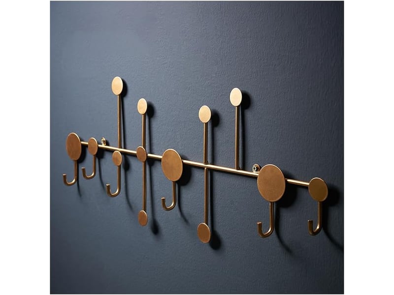 Porte-manteau mural avec 6 crochets, polyvalent, pour suspendre manteaux, sacs à dos, chapeaux, doré, jaune XJD001169ZLS - Conforama B