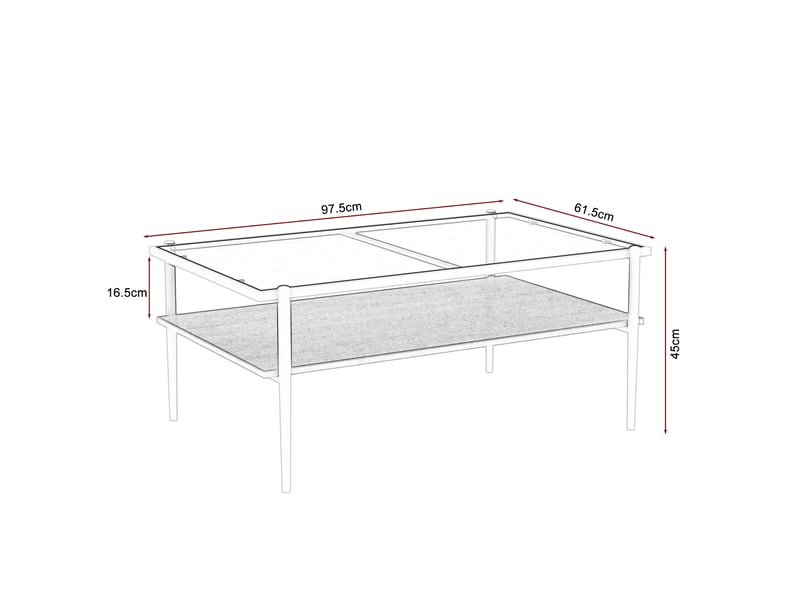  Table basse rectangulaire 97.5 x 61.5 cm en verre trempé gris et blanc  - Conforama C