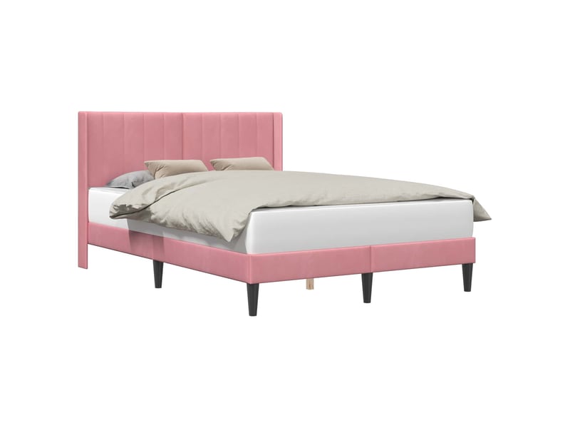  Lit double- lit adulte -  cadre de lit avec tête de lit rose 160 x 200 cm velours  - Conforama A