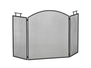 Pare-feu de cheminée en fer 3 panneaux pliable 128x76,5 cm, avec filet, protection du foyer