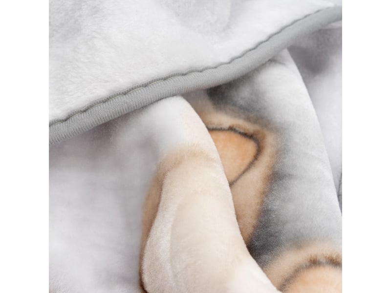  Couverture bébé interbaby 110 x 140 cm maille raschel - gris, motif ourson, lune et étoiles 00996-31 - Conforama E