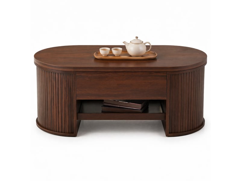  Table basse relevable 110 x 55,5 cm en mdf avec rangement, noyer naturel  - Conforama A
