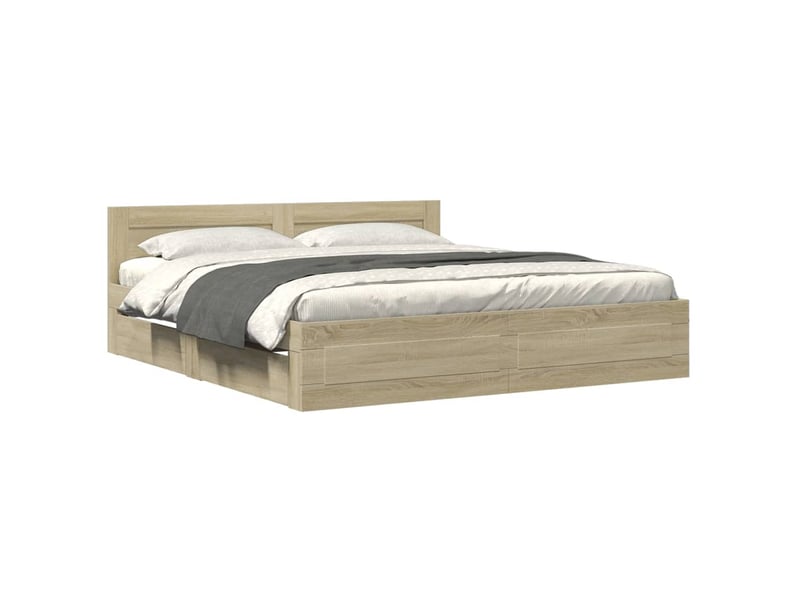 Lit double- lit adulte - cadre de lit tête de lit sans matelas chêne sonoma 180x200 cm - Conforama A