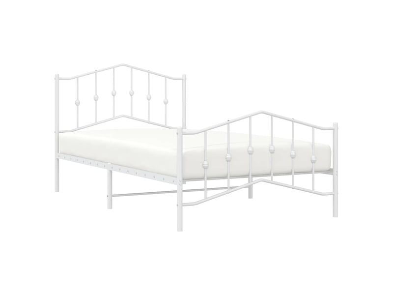  Lit simple- lit adulte -  cadre de lit métal sans matelas et pied de lit blanc 100x200 cm  - Conforama C