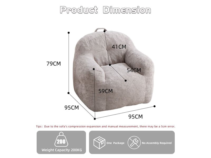  Pouf modulable accoudoirs intégrés revêtement en fausse fourrure gris clair garnissage déchiqueté haute résilience rembourrage pré-rempli dossier enveloppant  - Conforama C