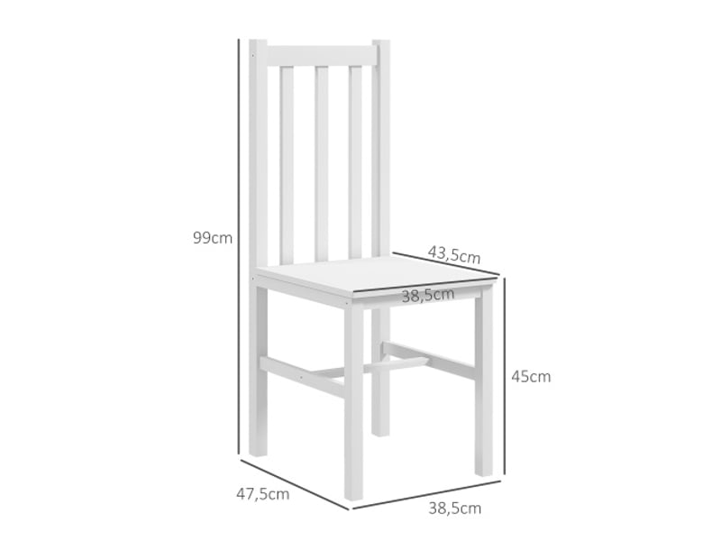  Lot de 2 chaises de salle à manger – chaise de cuisine avec dossier, bois de pin blanc, capacité 120 kg  - Conforama C