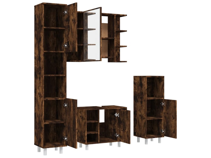  Ensemble d'armoires de salle de bain 4 pcs chêne fumé cf63020  - Conforama D