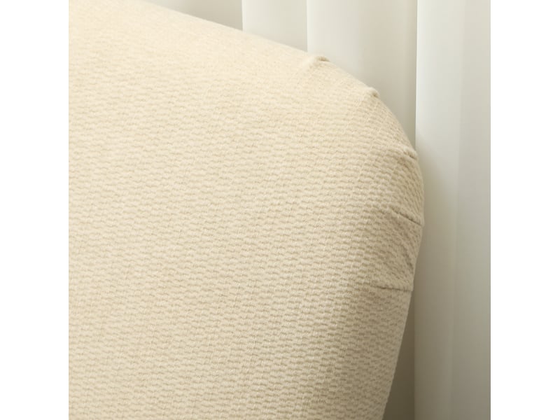 Canapé 2 places 130x74x79 cm avec accoudoirs aspect velours pieds en bois blanc crème  - Conforama D