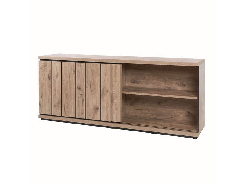  Buffet 2p aspect chêne canyon effet tasseaux et détails noirs  - séquence SÉQUENCE - Conforama C