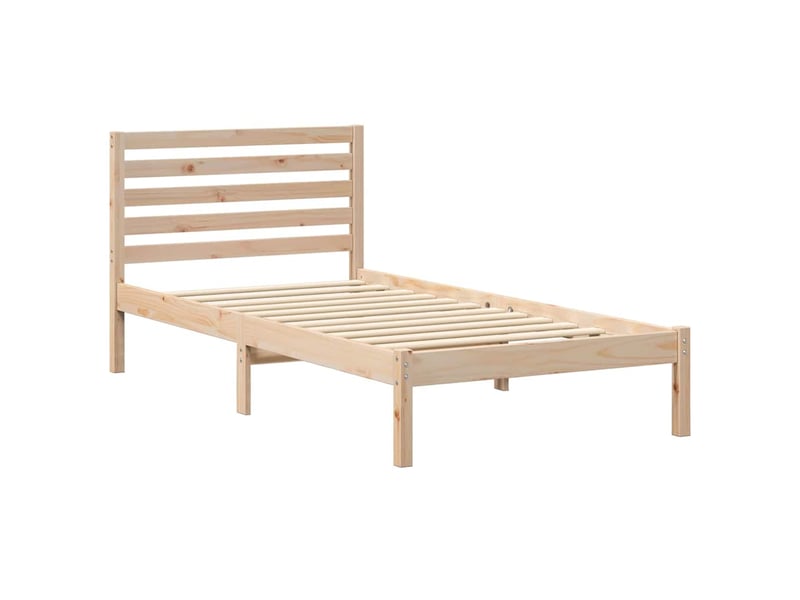  Lit simple- lit adulte -  cadre de lit avec tête de lit marron 90 x 200 cm pin massif  - Conforama C