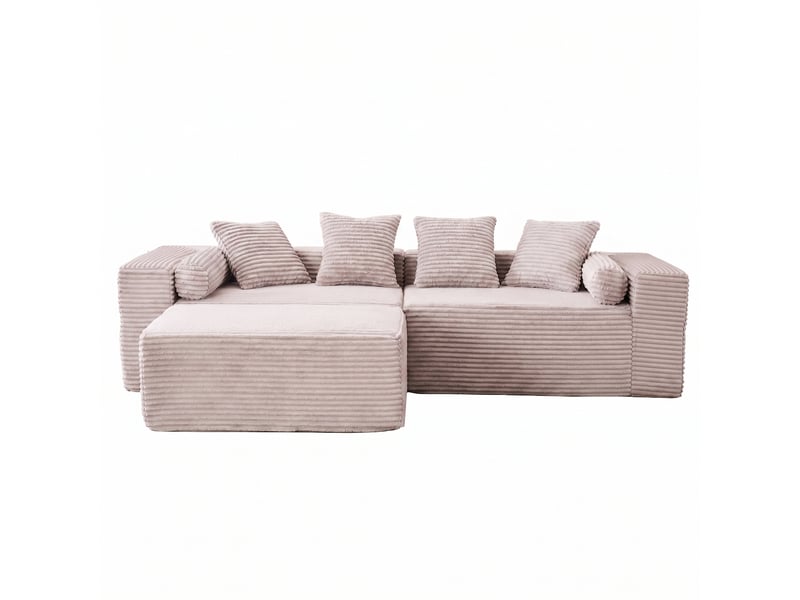  Canapé d’angle modulable 266x110x60,01 cm 3 places tissu chenille beige  - Conforama A