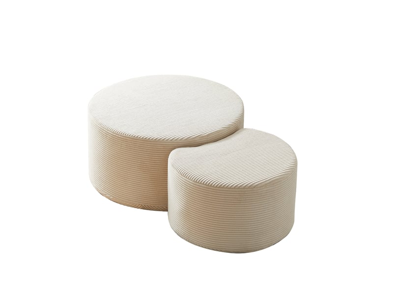 Table basse ronde beige lot de 2 en tissu - Conforama W