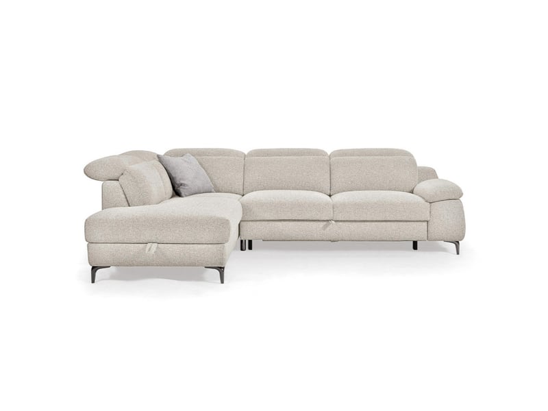 Canapé d'angle gauche convertible l. 278 cm tissu chiné beige - tulio  - Conforama D
