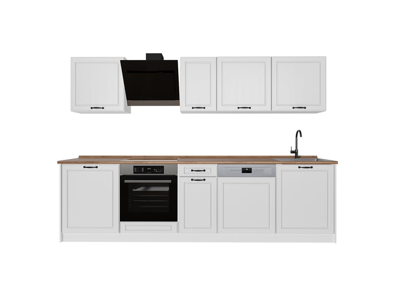  Vicco cuisine, blanc campagneblanc, 280cm plan de travail chêne doré  - Conforama A