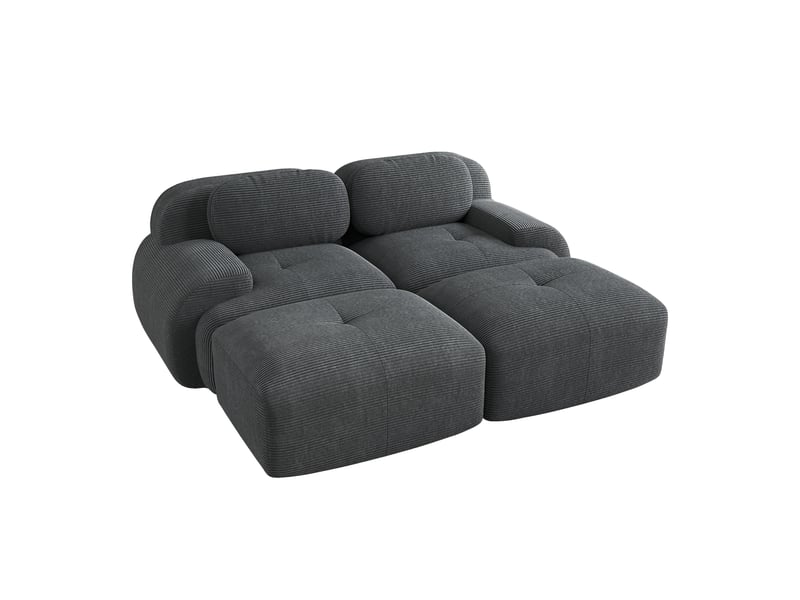  Canapé méridienne, chaise longue, 2 places, en velours tricoté, gris, sans structure, chambre, pour salon  - Conforama W