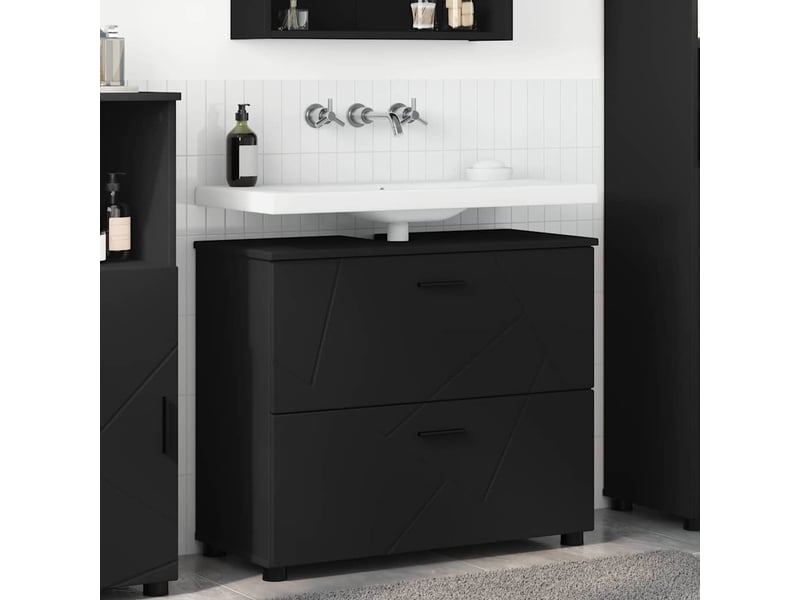 Cabinet de salle de bain, armoire salle de bain avec tiroir noir 76,5 x 35 x 64 cm cf65231 - Conforama B