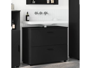 Cabinet de salle de bain, armoire salle de bain avec tiroir noir 76,5 x 35 x 64 cm cf65231