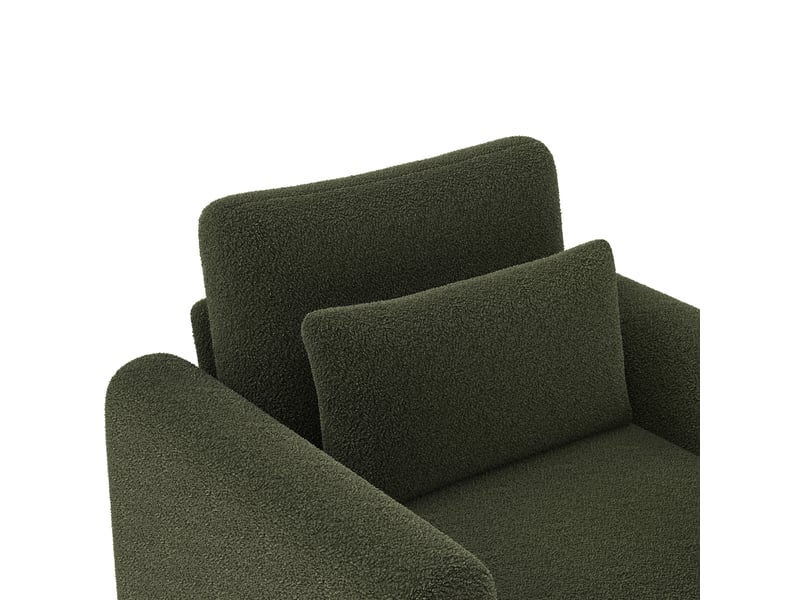  Canapé 1 place en teddy vert avec coussin épais et accoudoirs, 87x83x88,5 cm, pour salon ou chambre  - Conforama R