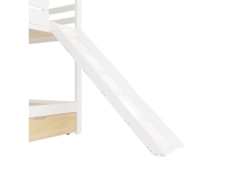 Lit superposé 90x200 toboggan lit gigogne blanc naturel  - Conforama E