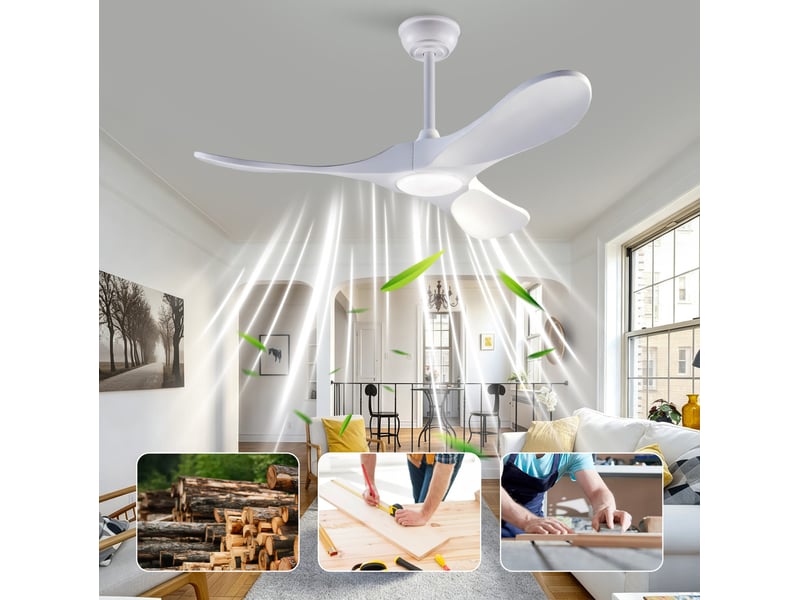  Ventilateur de plafond led 107 cm avec télécommande blanc evryae  - Conforama B