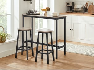 Lot De 2 Tabourets De Bar Sans Dossier - 65x32cm, Bois Et Métal Blanc, Pour îlot Cuisine Ou Bar