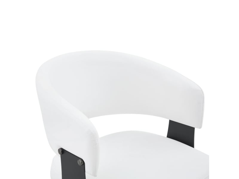  Chaises de salle à manger mid-century modern – lot de 2, fauteuils tonneau rétro en similicuir à dossier motif  - Conforama D