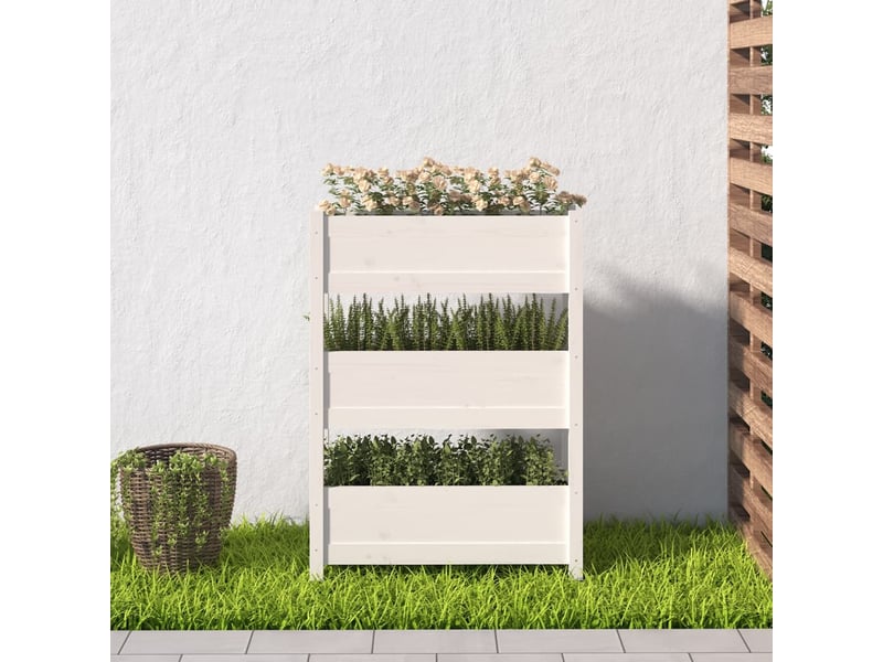  Jardinière - bac à fleurs blanc 77x25x104,5 cm bois massif de pin  - Conforama C