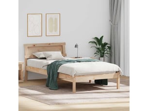 Lit adulte, lit simple, cadre de lit avec tête de lit marron 90x190cm pin massif cf3040