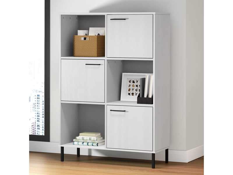  Bibliothèque, armoire à livres avec pieds en métal blanc 90x35x128,5 cm bois oslo  - Conforama B