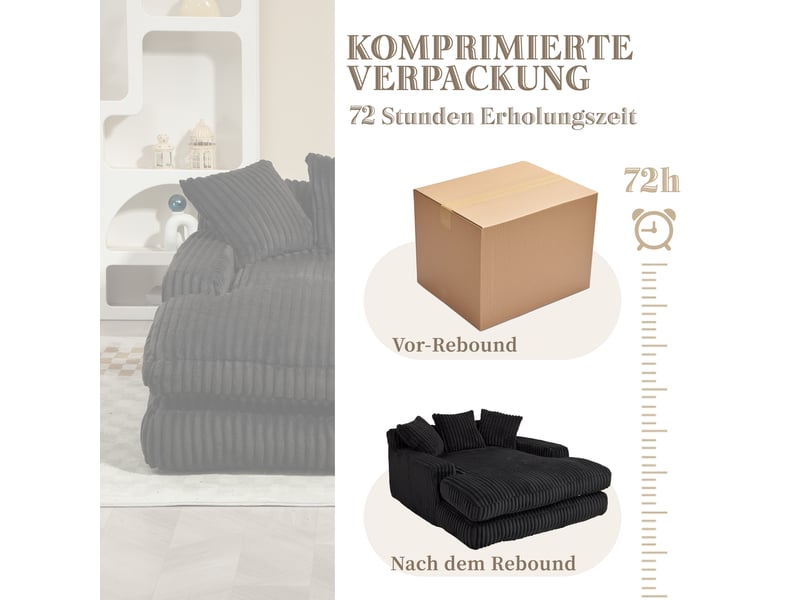 Canapé convertible, canapé-lit – style cloud, en velours tricoté, noir, coussins inclus, 1 place - Conforama W
