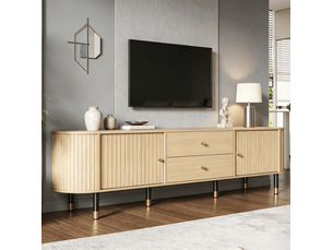 Meuble tv coloris bois clair 180 cm <strong>WISHDOR</strong> <strong></strong>