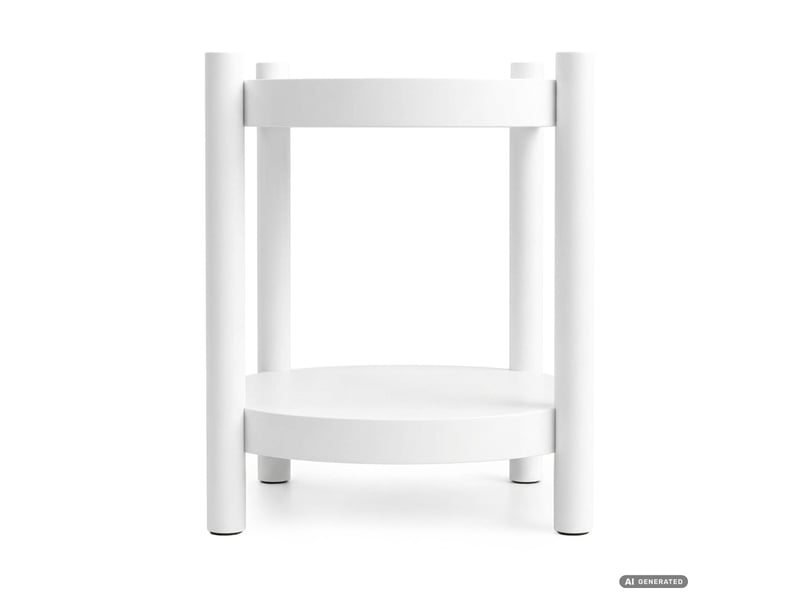  Table basse terra blanche 44,5 cm ronde avec étagère 44,5x44,5x48 cm TERRA - Conforama B