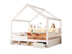 Lit cabane 140x200 cm REDOM   coloris blanc