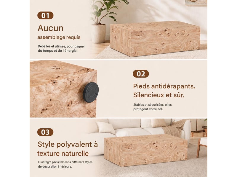  Table basse en mdf aspect bois 90 x 50 x 30 cm W3658P470755 - Conforama D