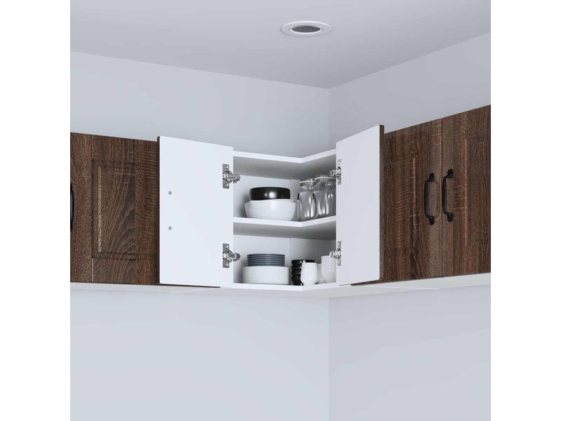  Meuble mural de cuisine, armoire d'angle cuisine porto chêne brun 57x57x40cm  - Conforama D