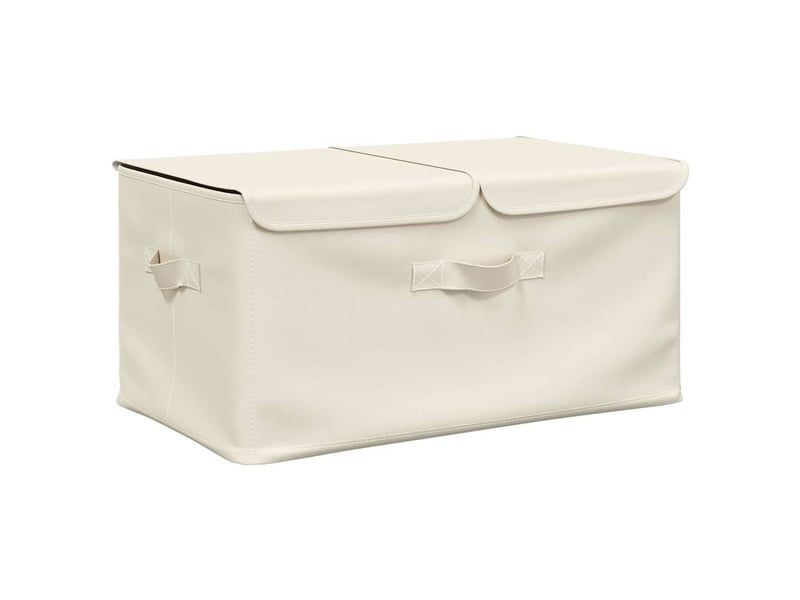  Boîtes de rangement tissu intissé 2 compartiments crème  - Conforama D