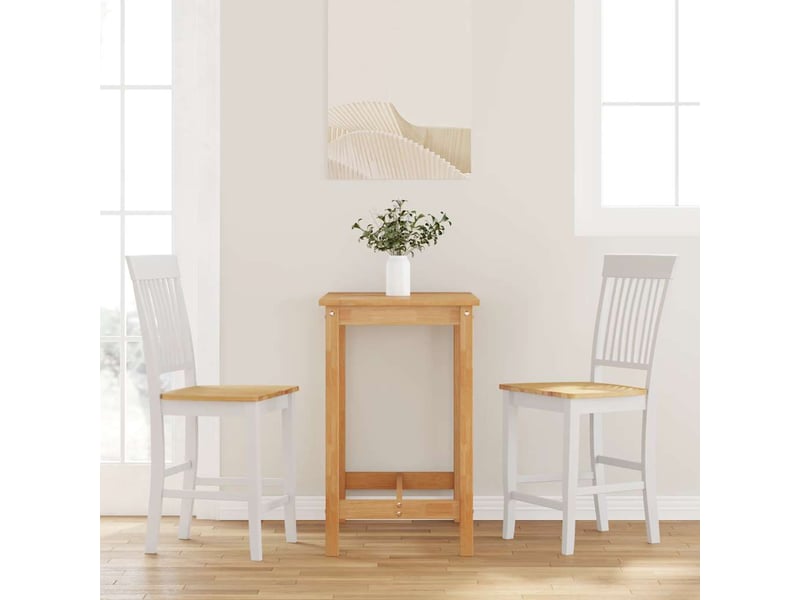  Lot de 2 tabouret de bar, chaise de bar en bois massif blanc et caoutchouc shl93884  - Conforama B