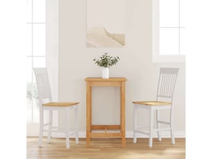 Lot de 2 tabouret de bar, chaise de bar en bois massif blanc et caoutchouc shl93884