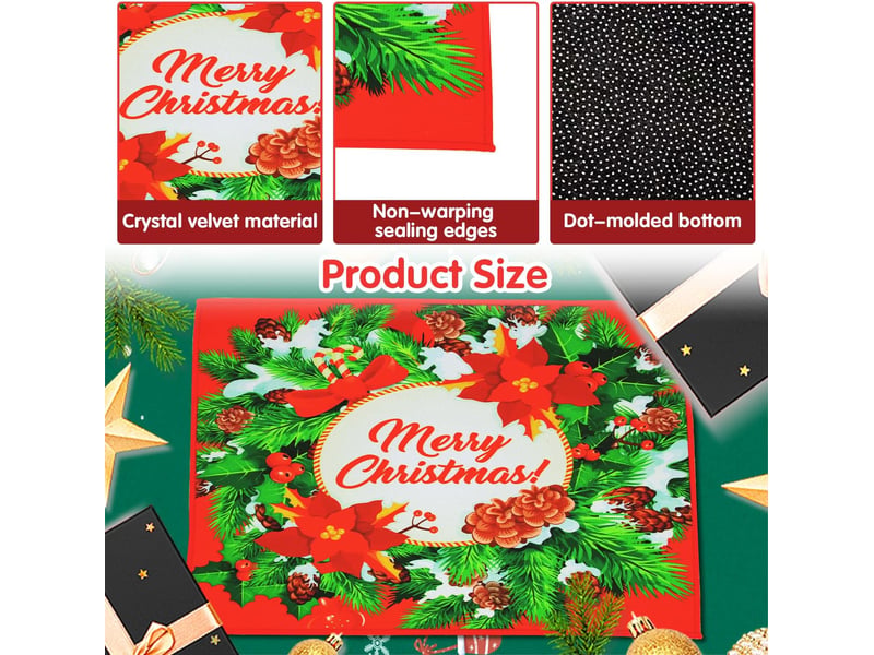Paillasson de noël, tapis de sol de noël, tapis de bain antidérapant, tapis d'entrée noël, paillasson absorbant, décoration noël tapis, motif-40*60cm - rouge - Conforama C