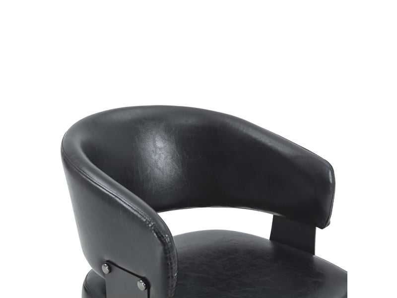  Lot de 2 chaises de salle à manger,similicuir et tissu à motifs,noires  - Conforama E