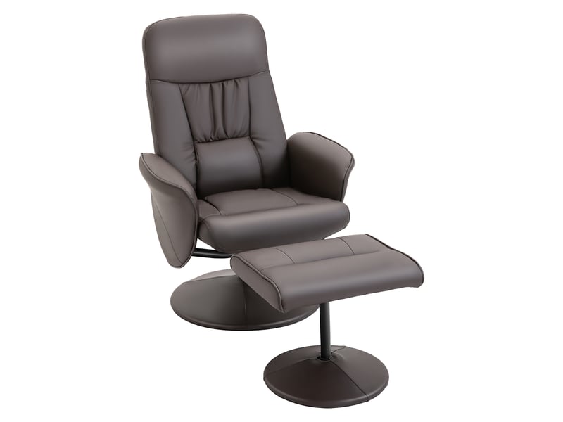  Fauteuil de relaxation inclinable pivotant avec repose-pieds similicuir marron  - Conforama A