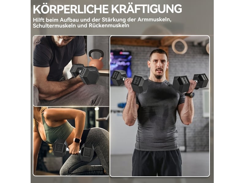  Lot de 2 haltères hexagonaux 12,5 kg noir métal, poignée moletée pour entraînement de force à domicile  - Conforama B