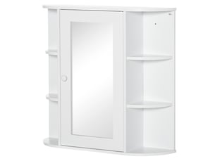 Armoire de toilette avec miroir et 8 compartiments blanc 66 x 17 x 63 cm