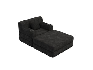 Fauteuil convertible <strong>WISHDOR</strong> Velours côtelé noir