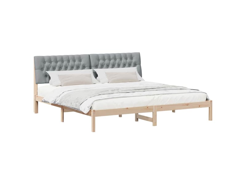 Lit double- lit adulte - cadre de lit avec tête de lit rembourrée marron 200 x 200 cm - Conforama B