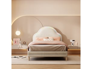 Lit simple 90x200 cm <strong>HAUSS SPOLE</strong>  <strong></strong> coloris beige