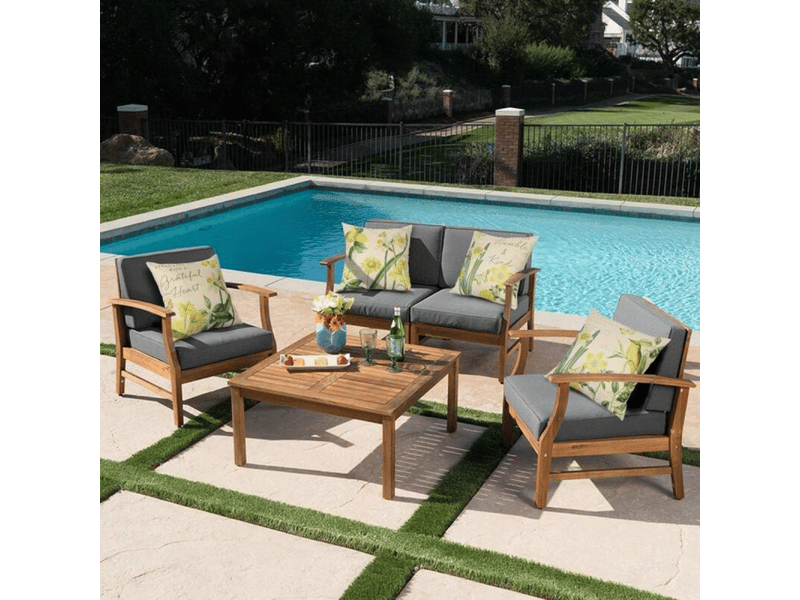  Lot de 4 housse de coussin - 45 x 45 cm lot de 4 imperméable jonquille motif canapé taie d'oreiller pour patio jardin salon chambre décoration, jaune  - Conforama E