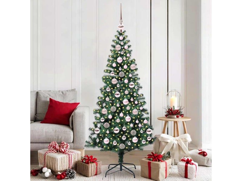  Sapin de noël artificiel, arbre de noël pré-éclairé vert 180 cm pvc et métal shl2624  - Conforama B
