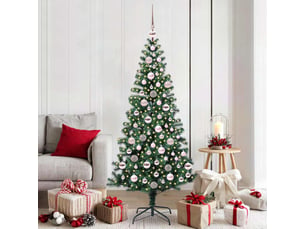 Sapin de noël artificiel, arbre de noël pré-éclairé vert 180 cm pvc et métal shl2624