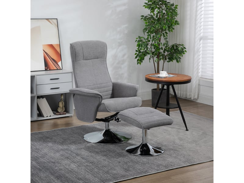  Fauteuil inclinable avec repose-pieds, pivotant, dossier inclinable, jusqu'à 150 kg, 69 x 71 x 104 cm, gris  - Conforama C